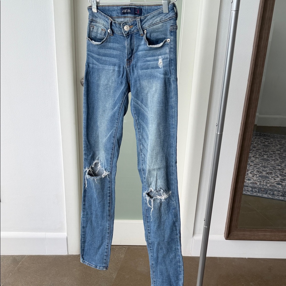 Just USA Light Blue Ripped Skinny Jeans